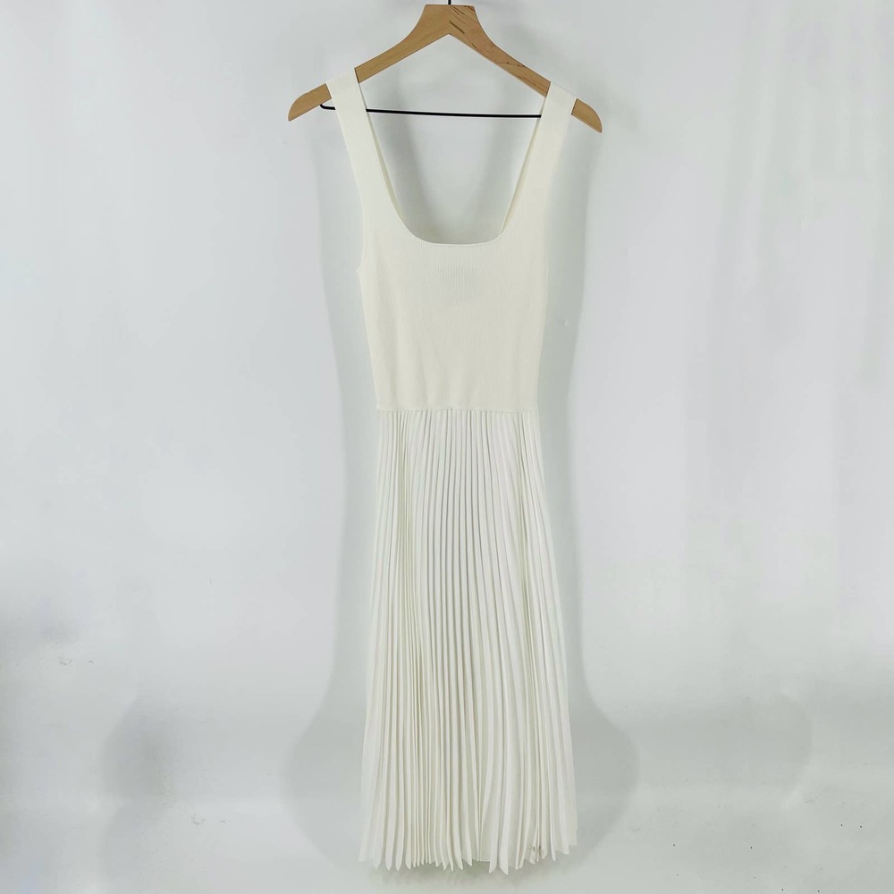 Theory White Pleated Mini Dress